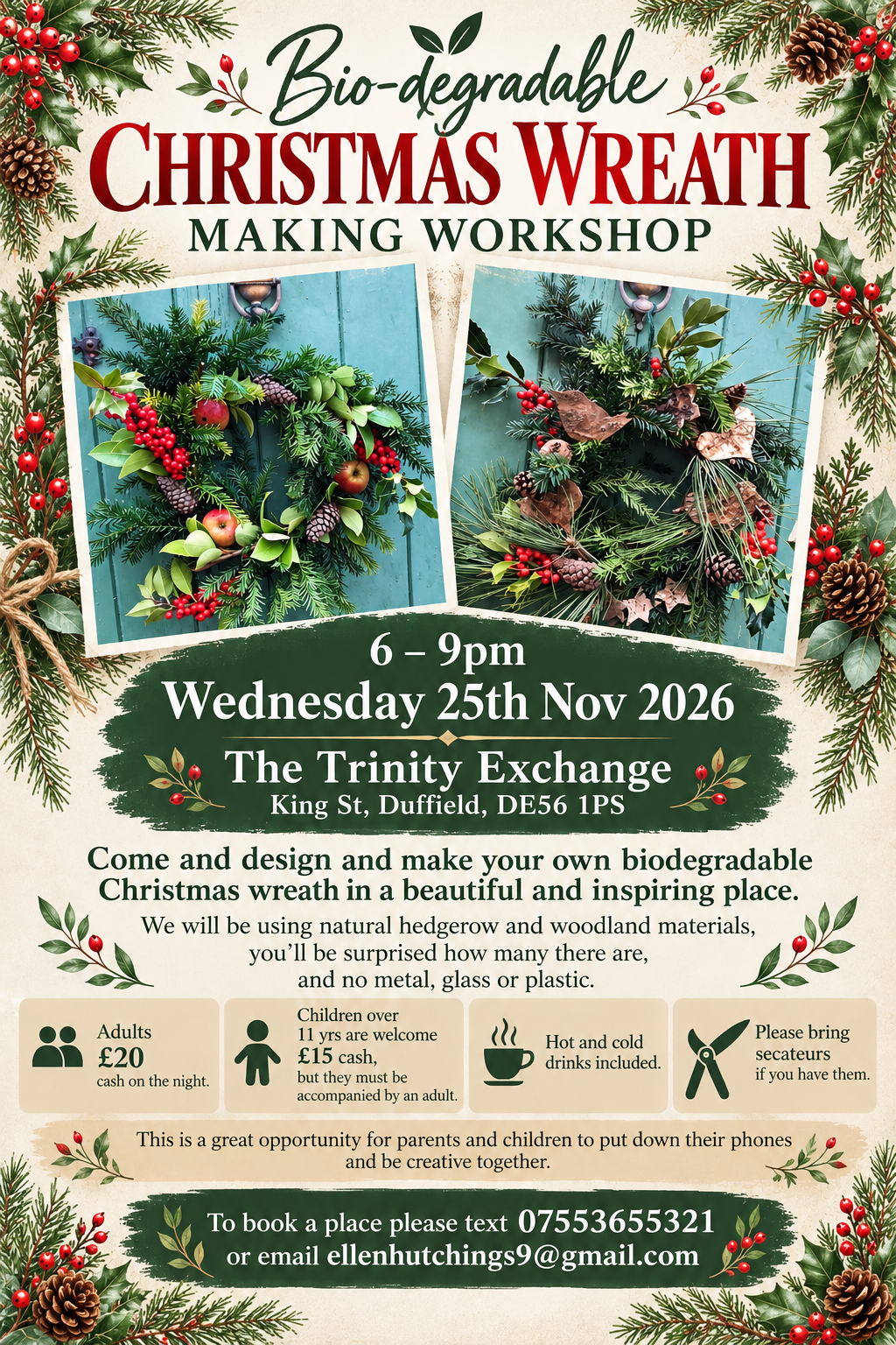 Biodegradable Christmas Wreath Workshop at The Trinity Exchange